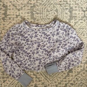 We The Free Purple and White Floral Knit Top